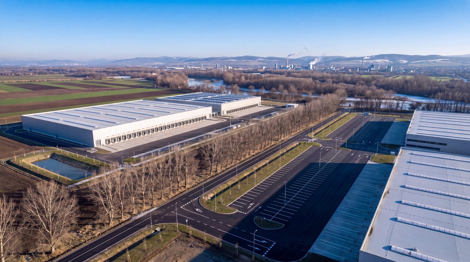 The same land as a completed logistics park