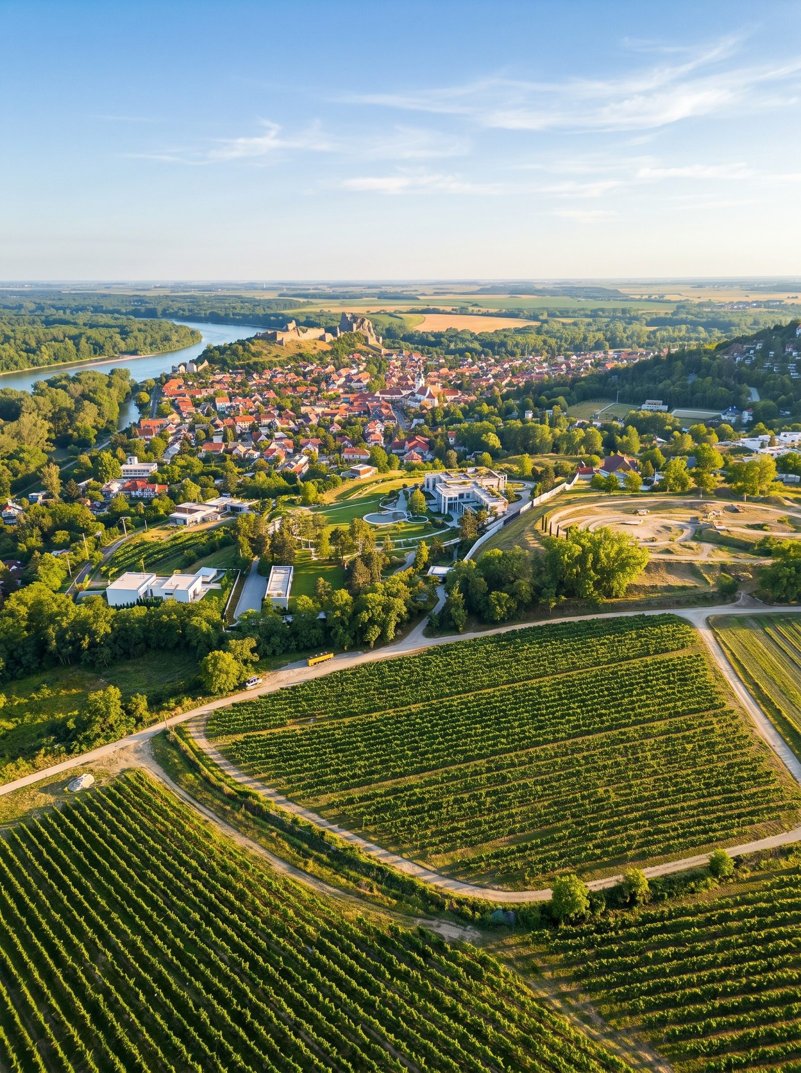 Vineyards above the confluence of the Danube and Morava